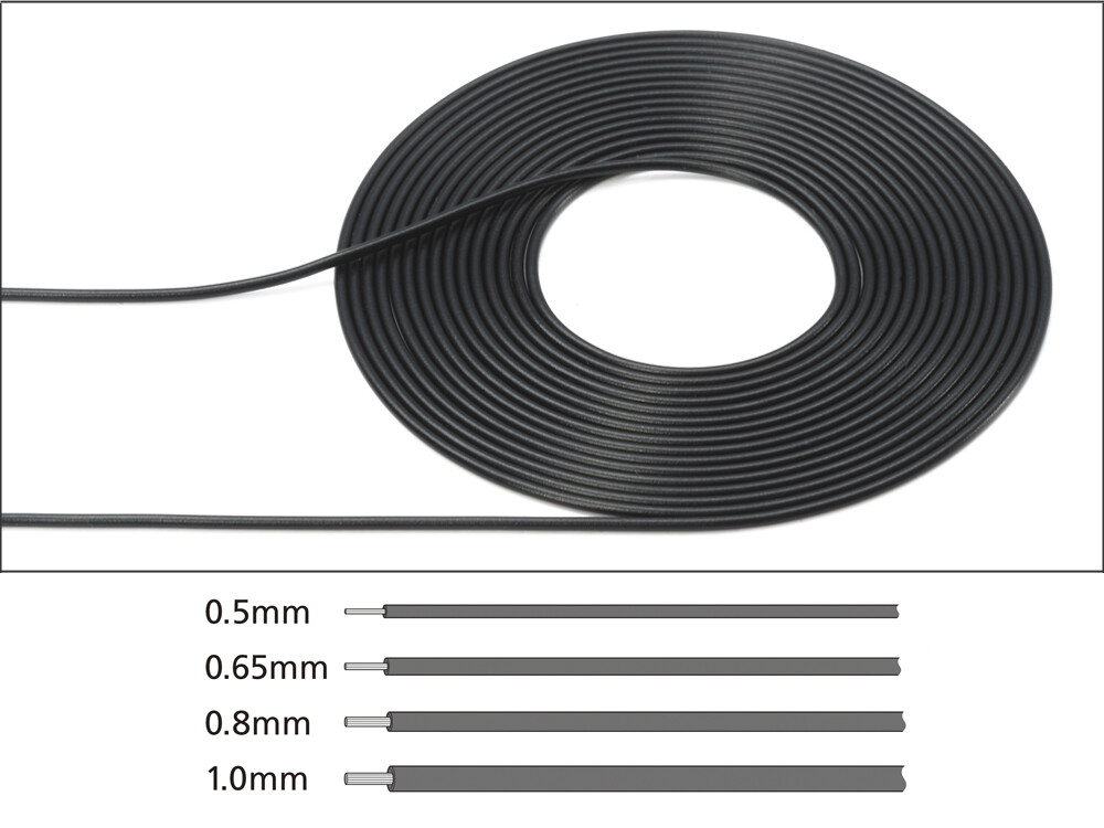 Tamiya 12675 Vinyl Cable Black 0.5 mm (2 m) Modeling
