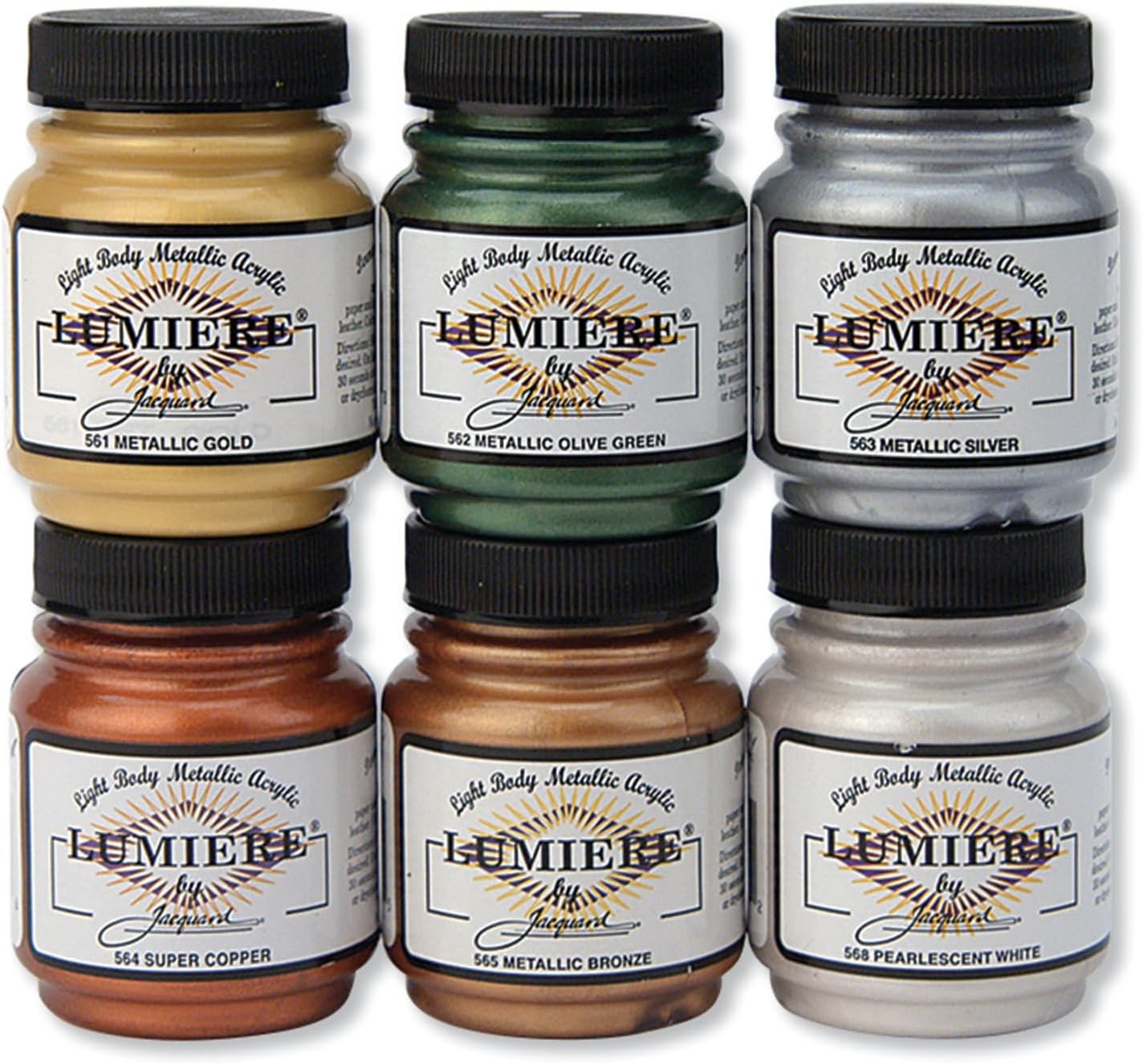 Lumiere 6 Pack – Metallic Paint for Fabric Paper Wood Ceramic & Metal –