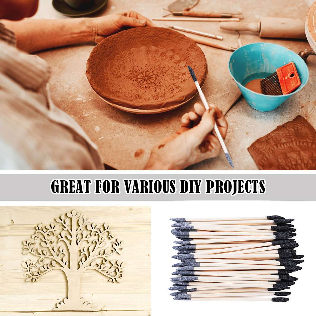 50 Pcs Double Ended Sanding Sticks Detailing Polishing Tool for Plastic Models