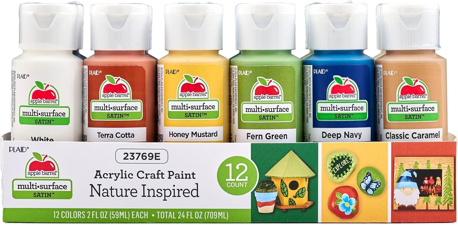 Nature Inspired Colors, Multi-Surface Acrylic Craft Paint Set, Includes 12