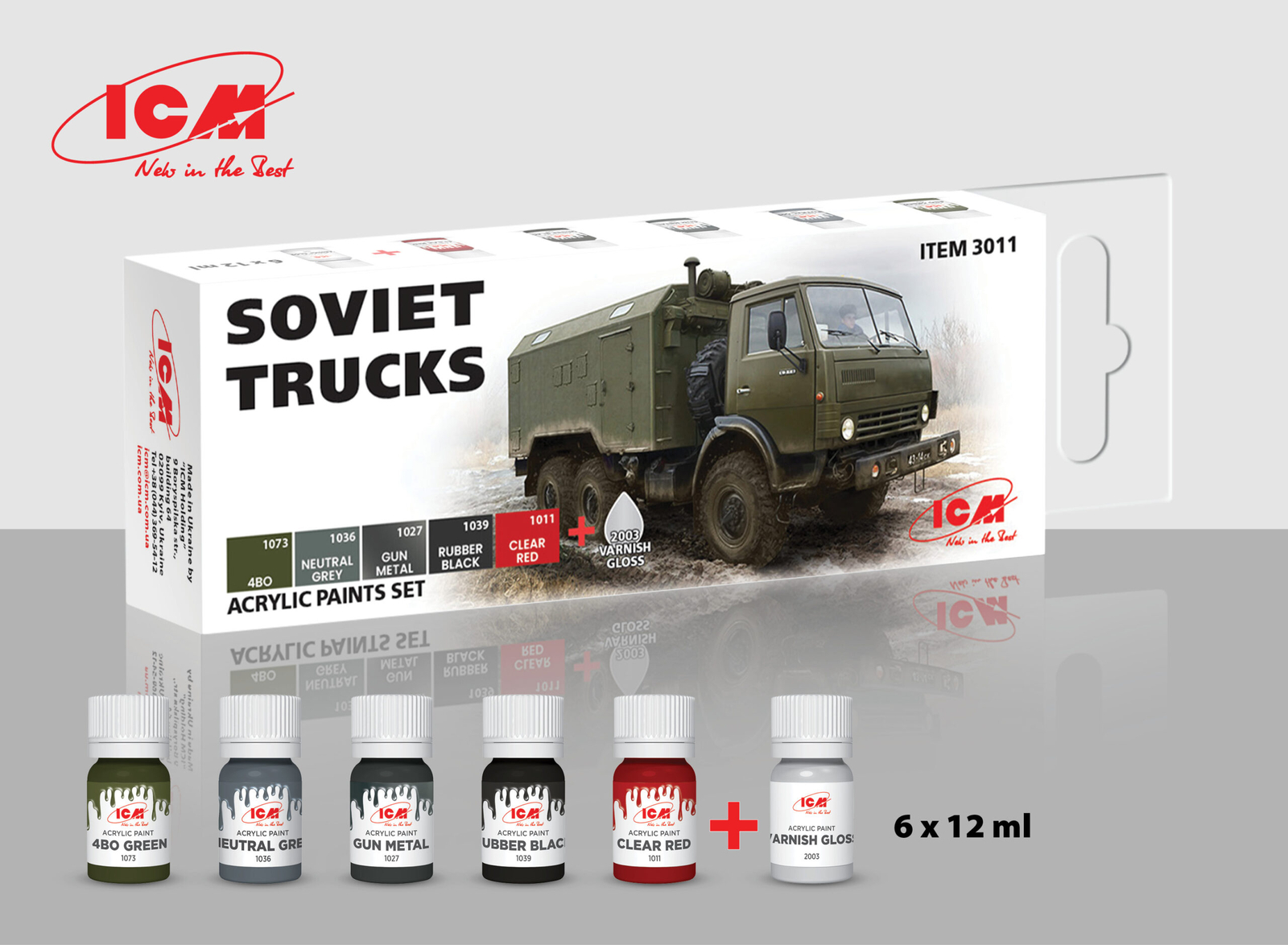 ICM 3011 – Acrylic paint set for Soviet trucks