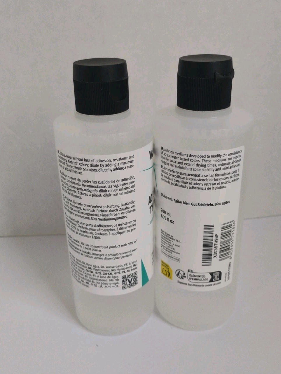 2-pack Airbrush Thinner for Acrylic Paints 200 ml (6.76 fl.oz.) Vallejo 71.161