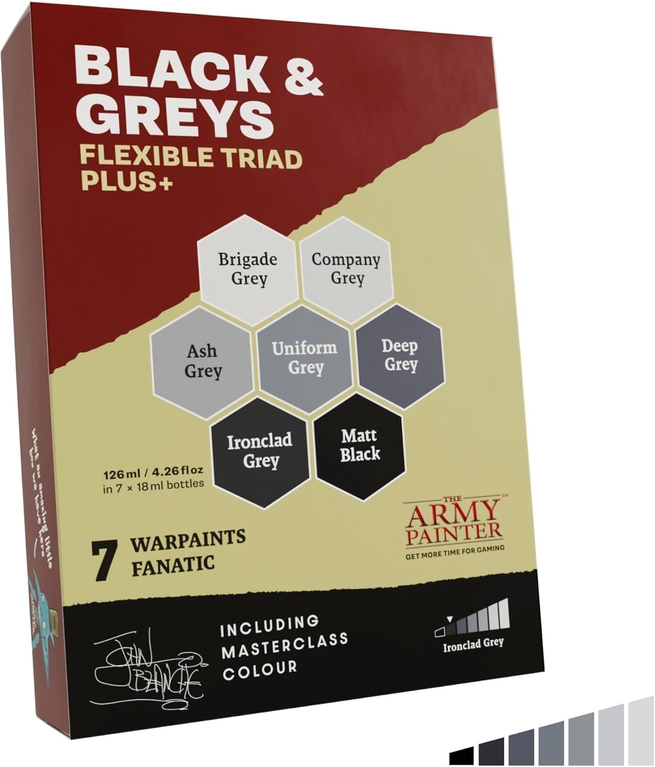 Warpaints Flexible Triad PLUS+: Black & Greys, 7 x 18 ml acrylic paints –