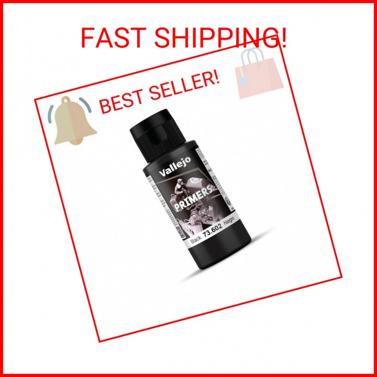 Vallejo – Surface Primer Color | Black Acrylic Primer 60 ml (2.02 fl.oz.) | Matt
