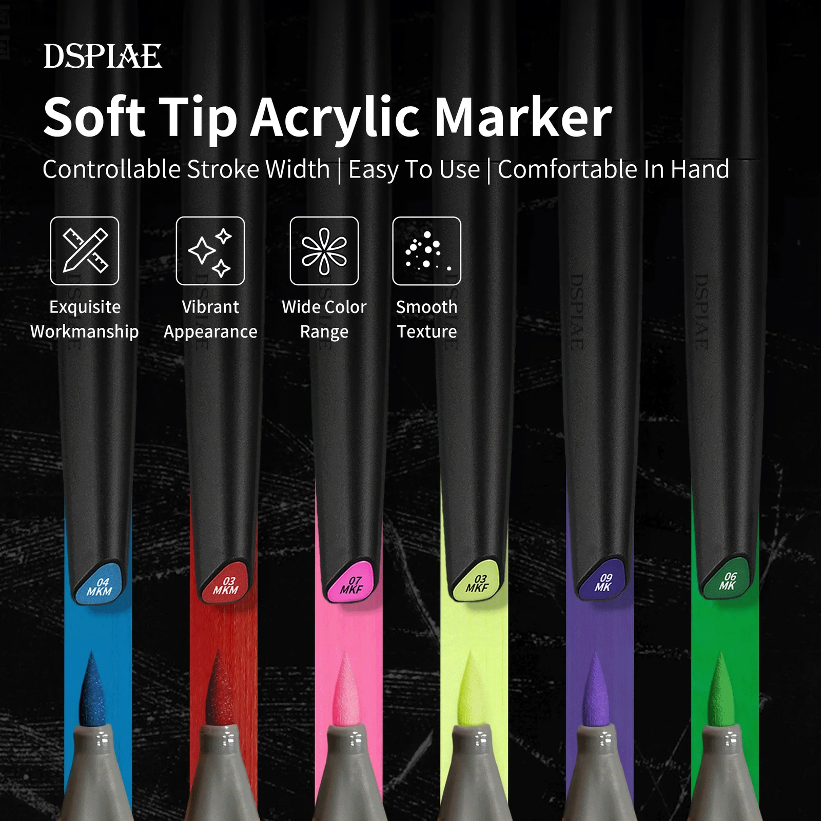 DSPIAE Water-based Soft Tip Marker Pen for Gundam Model Hobby DIY Coloring Tools