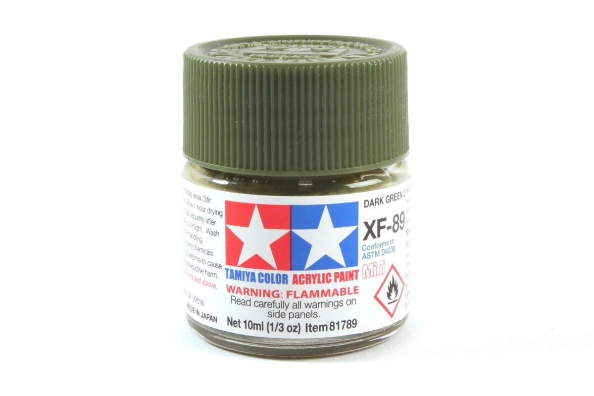 Tamiya 81789 XF-89 Dark Green 2 Mini Paint 10ml Small Bottle – US