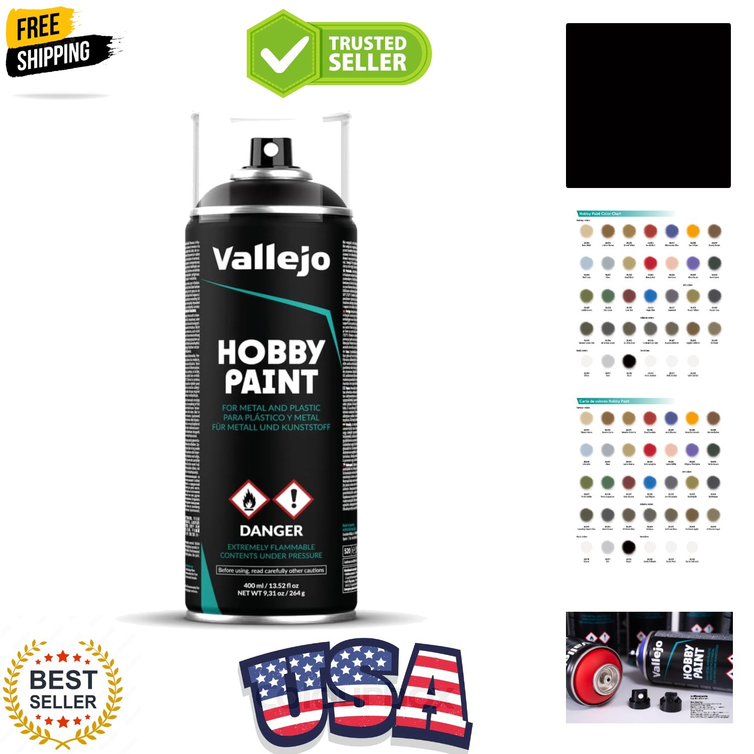 Hobby Paint Spray Basic Primer | Black 400 ml. 13.52 fl.oz. | Perfect Matt an…