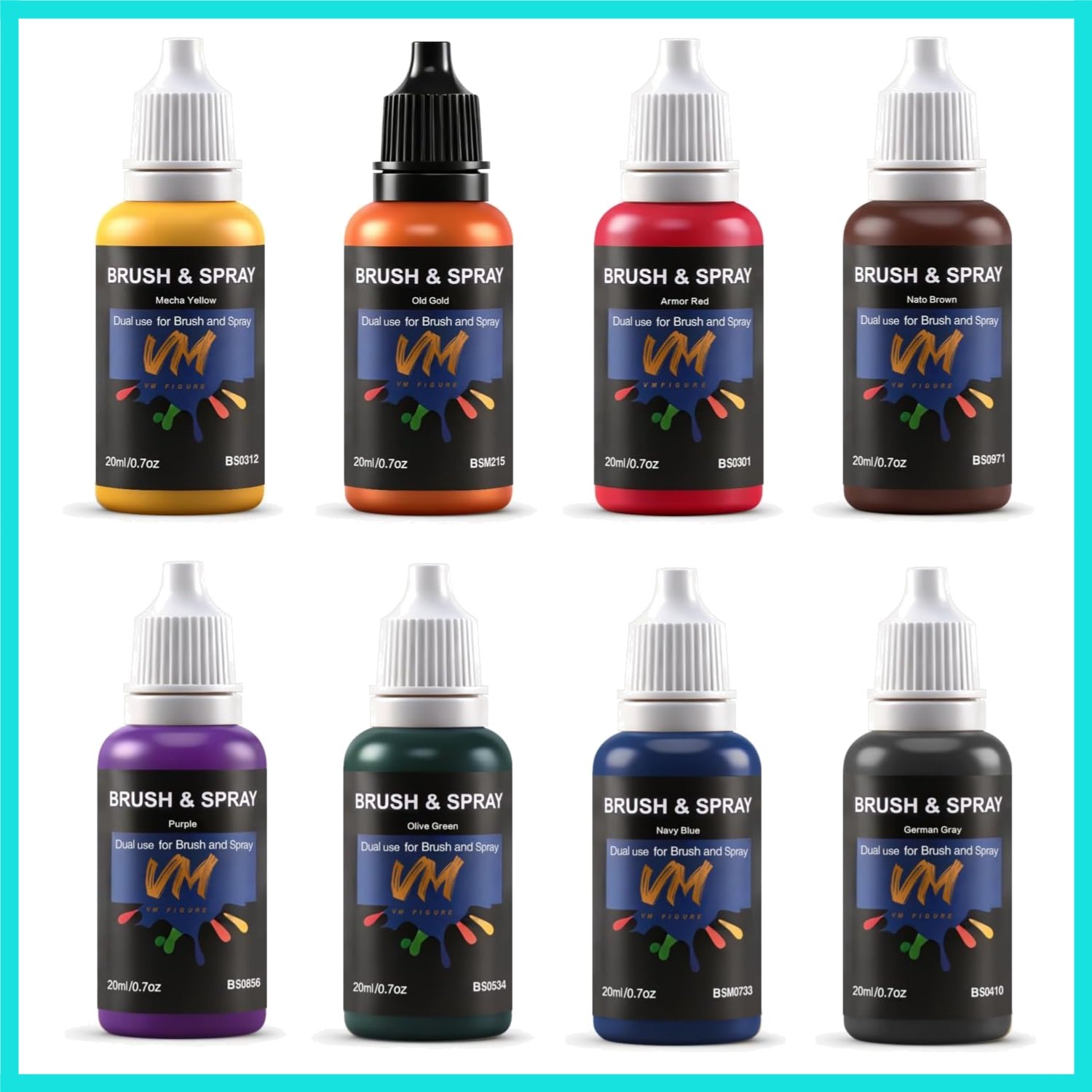 VM Water-Based Game Colors Miniature Paint Set -8 Bottles x 20ml 0.67 fl.oz. …