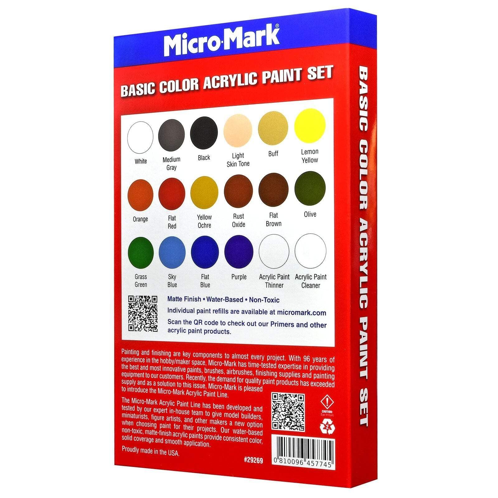 Micro-Mark Basic Color Model Paint Set – 0.68 Fl Oz (Pack of 1), Multicolor