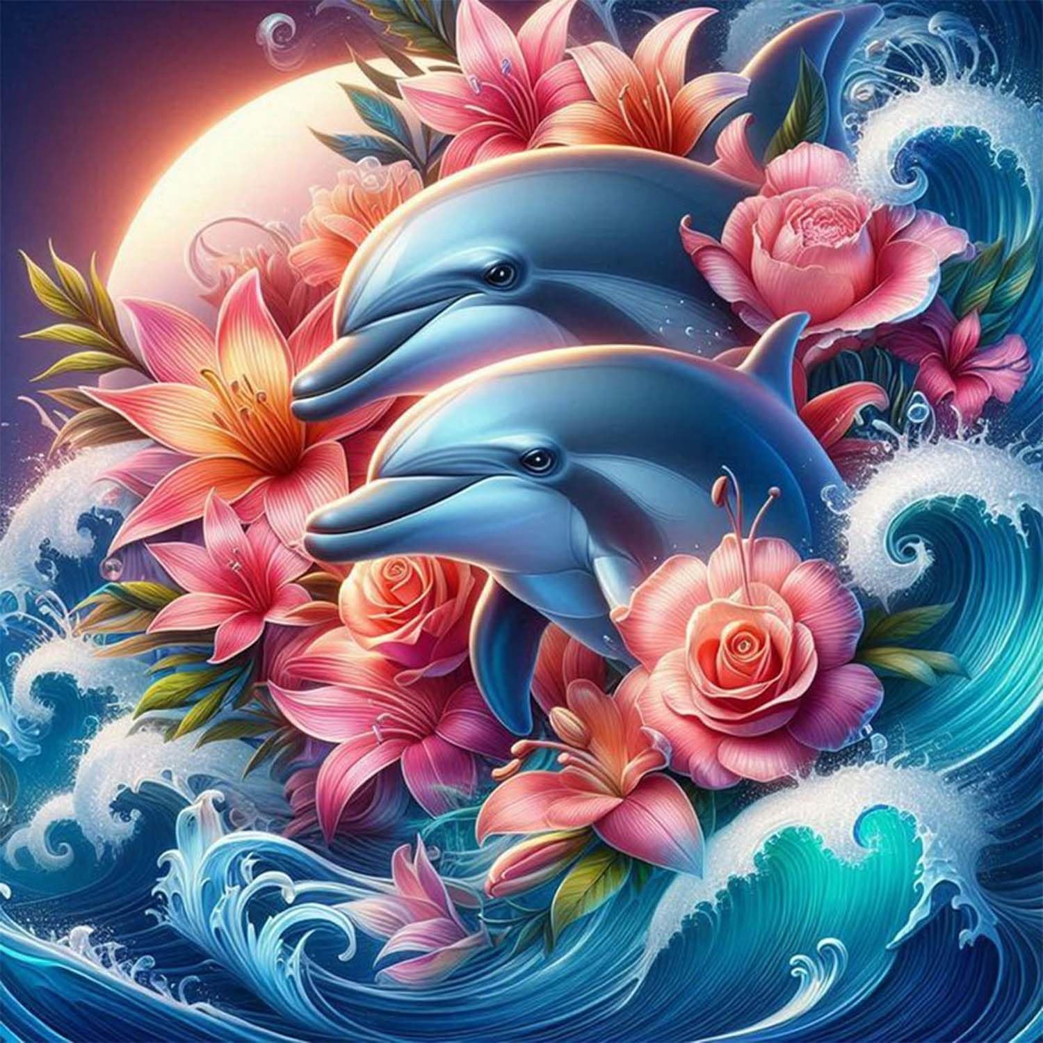 Diamond Painting Kits for Adults Dolphin, Diamond Art Kits for Beginners, 5D DI,