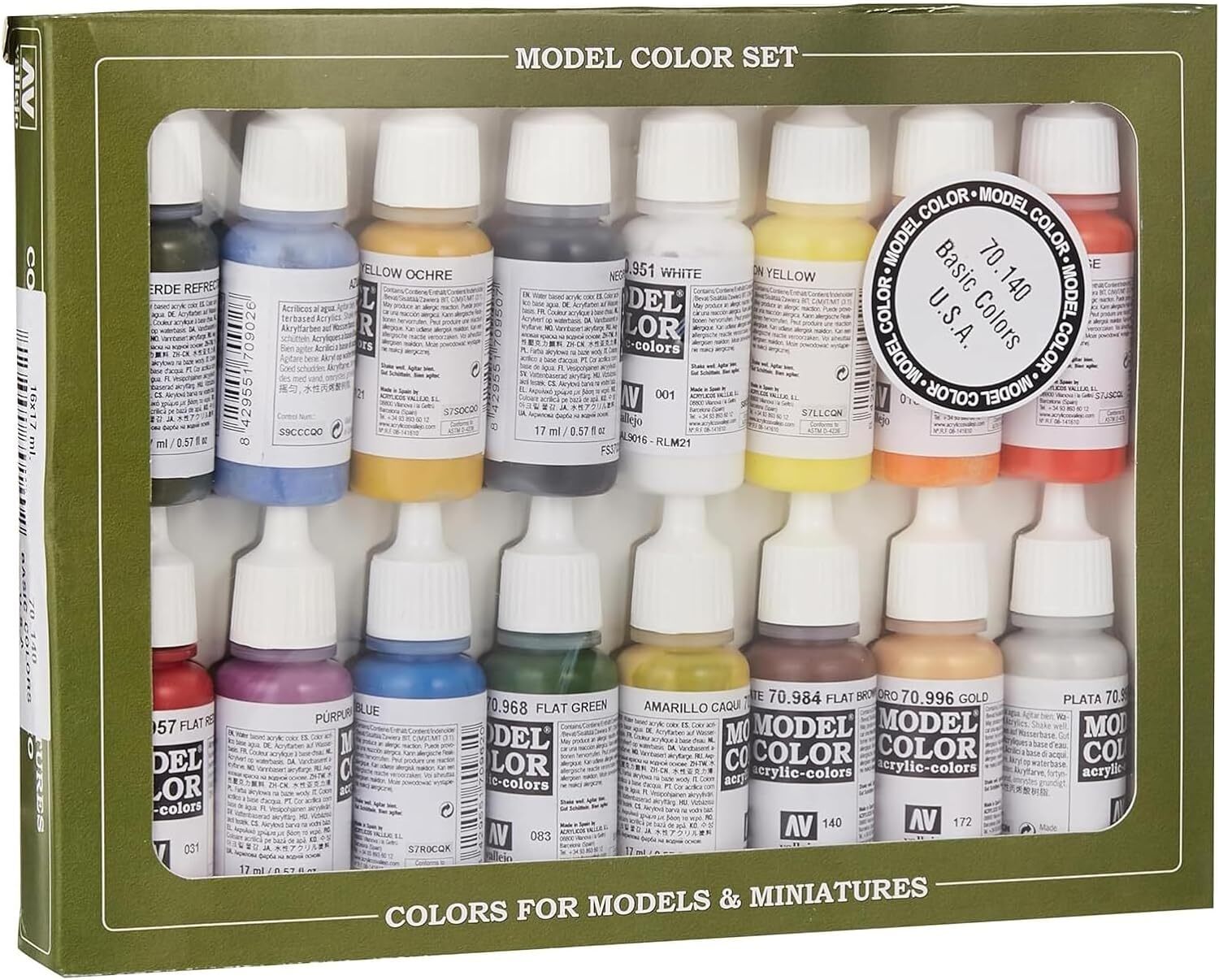 Juego De Pintura Basic Usa Acrylic Colors, 17 Ml, Colores Surtidos