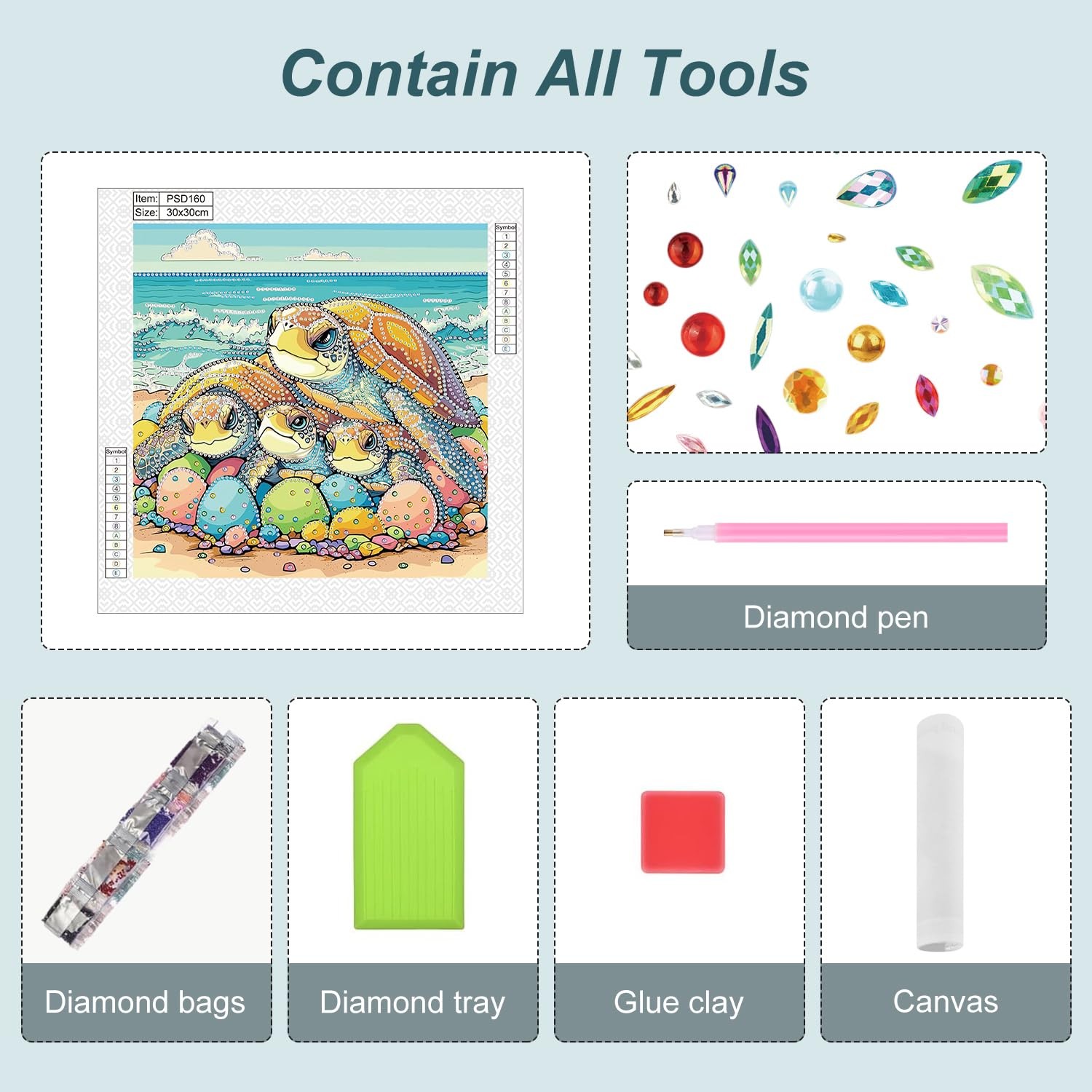 Anuver Turtle Diamond Painting Kits for Adults, 5D Special Shape Multicolor