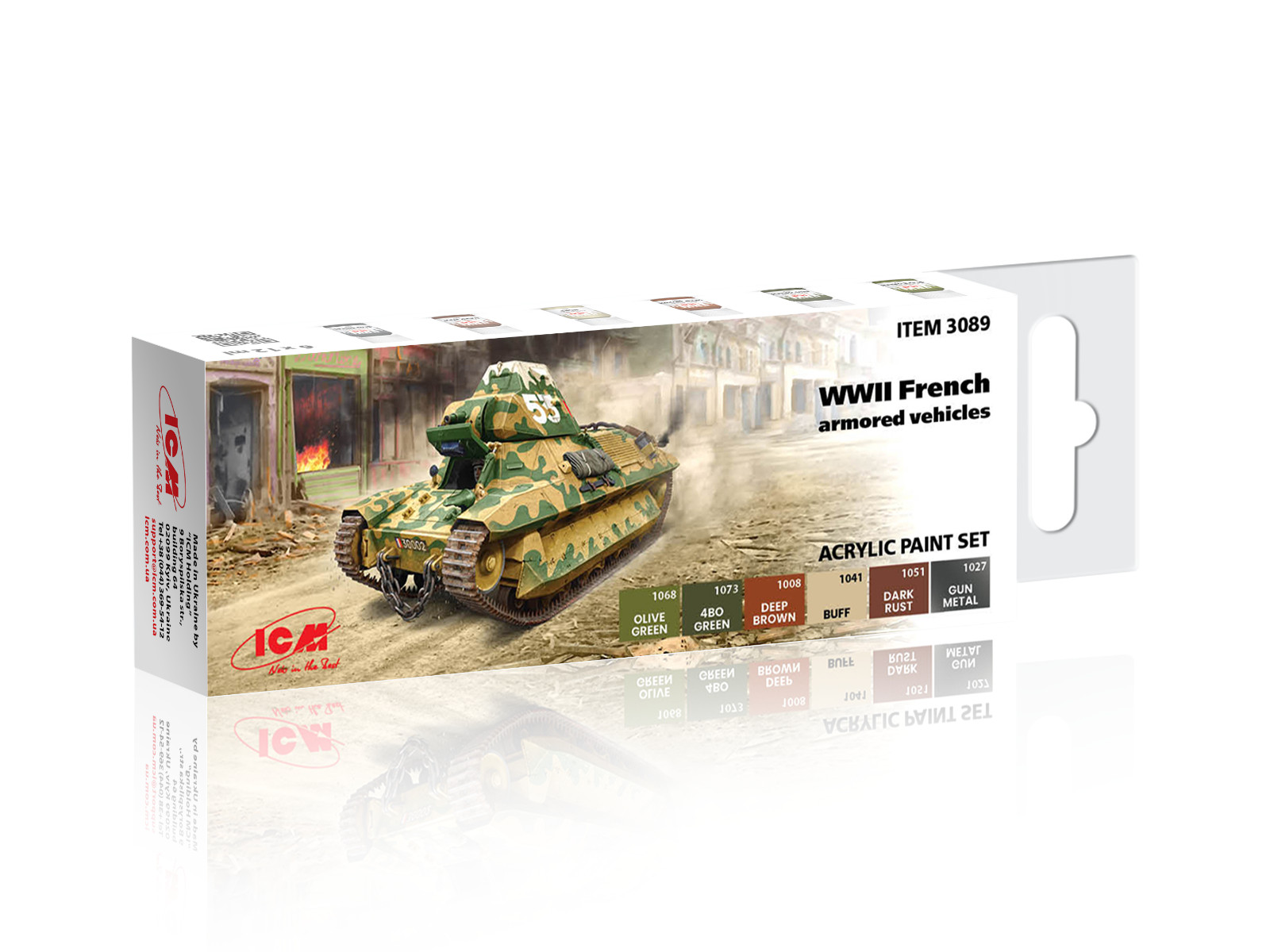 ICM 3089 – Acrylic paint set for WWII French armored vehicles