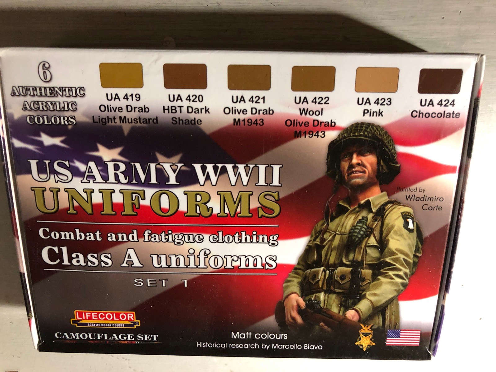 Lifecolor US Army WWII Uniforms Class A Set 1 Camouflage Acrylic Paint Set CS17
