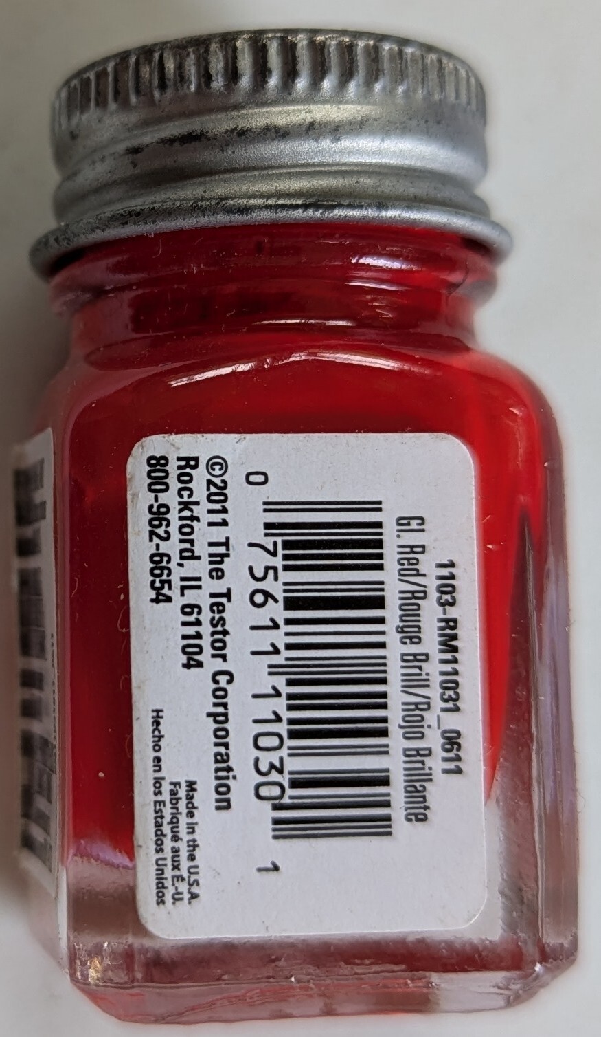 Testors 1/4oz Gloss Red Enamel Model Paint 1103 New