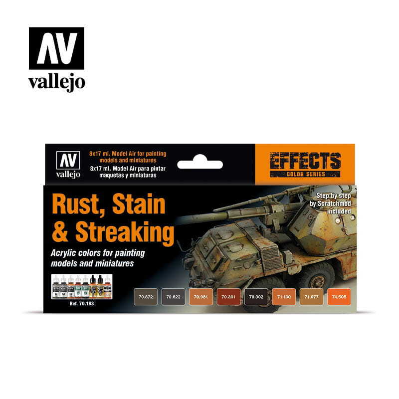 VALLEJO 70183 Rust, Stain & Streaking [PAINT SET]