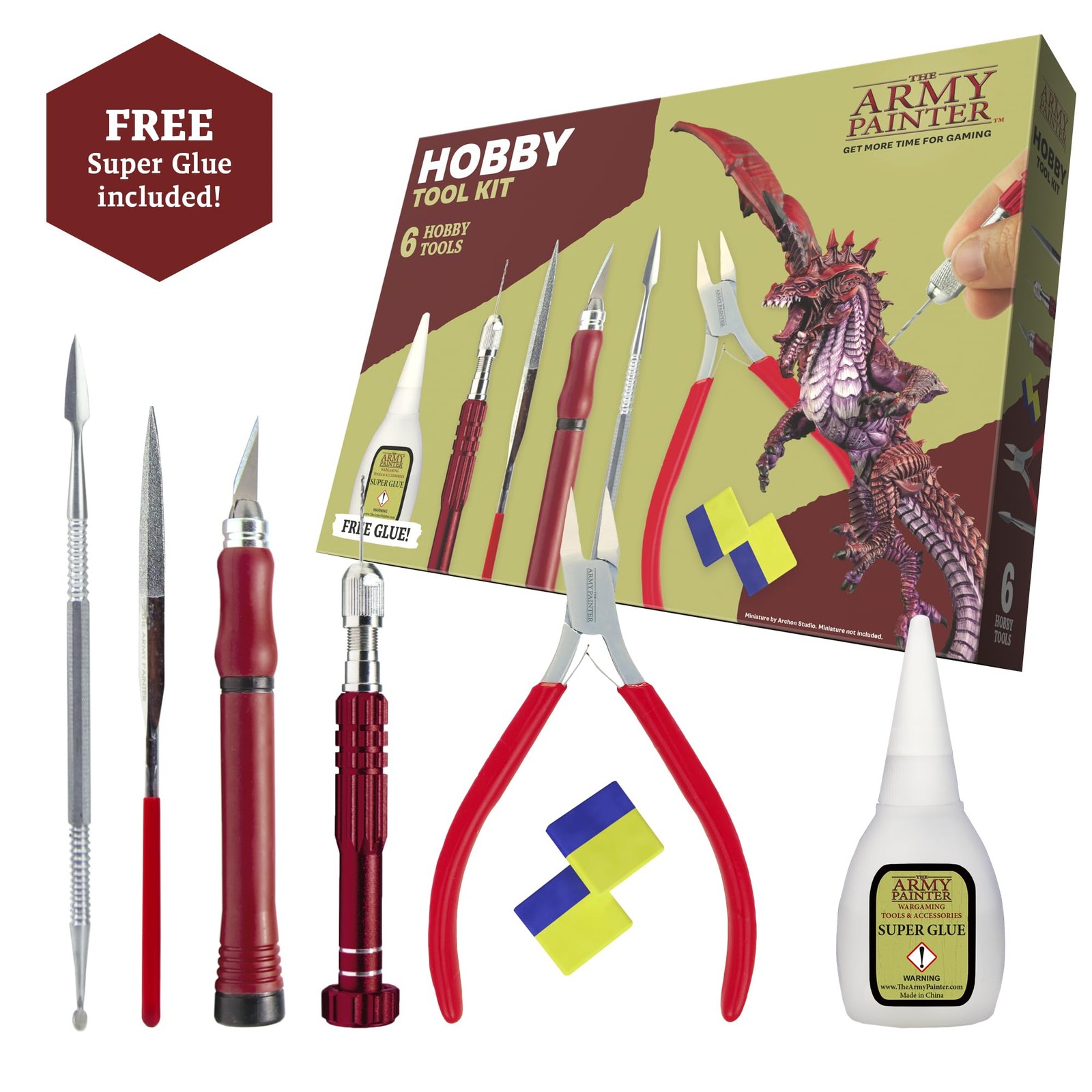 The Army Painter Hobby Tool Kit with Glue & 6 Tools: Drill incl. Small, Green