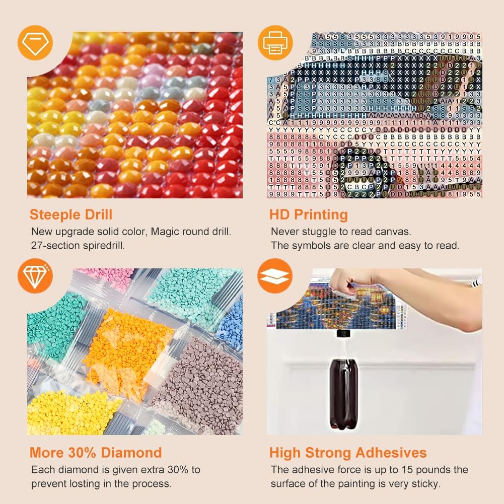 Diamond Painting Kits for Adults, Car Diamond Art Kits for Beginners, 5D DIY Fu,