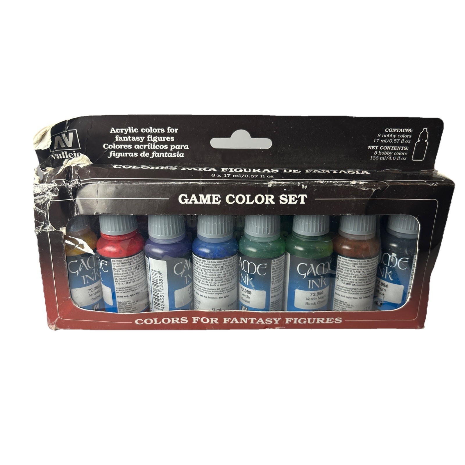 Vallejo Game Color Wash Set For Fantasy Figures 8 X .17ml 73998 New W/Box Wear