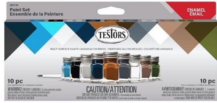 Testors Enamel Paint Set Camo Flat 8 Paints,1 Thinner,1 Brush