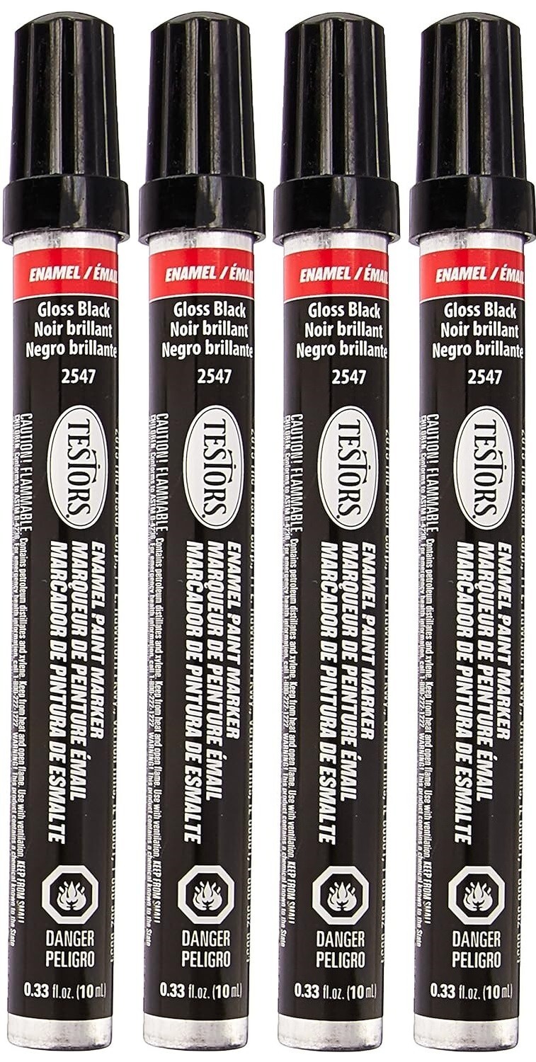 Testors 2547C 1/3 Oz Gloss Black Enamel Paint Marker – Pack of 4