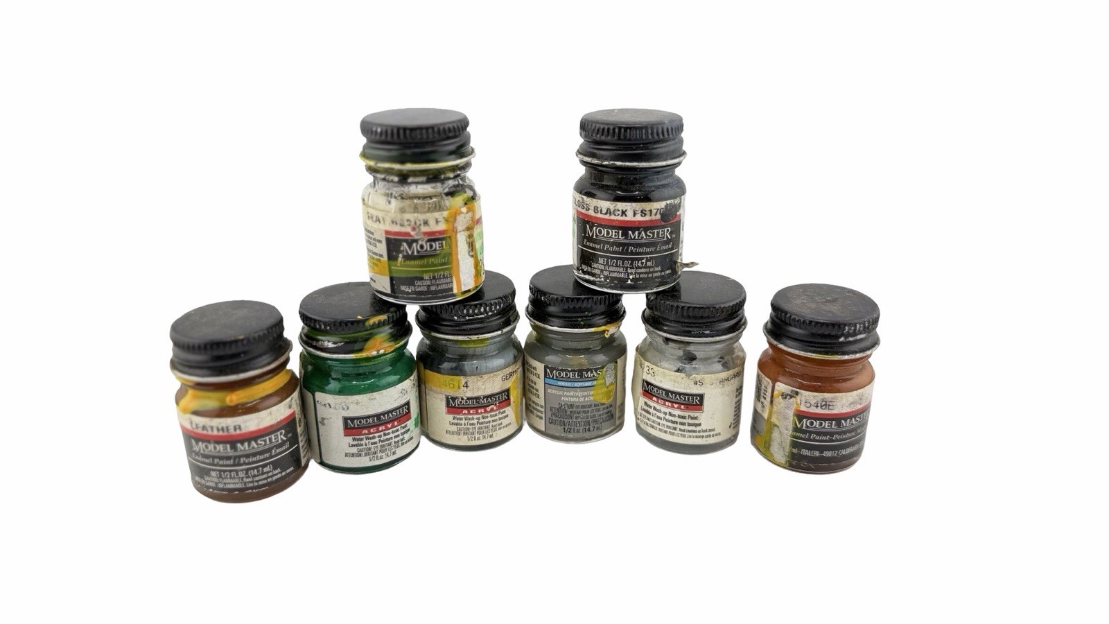 Lot of 8 Empty Model Master Paint Jars Bottles Acrylic Enamel Hobby Paint