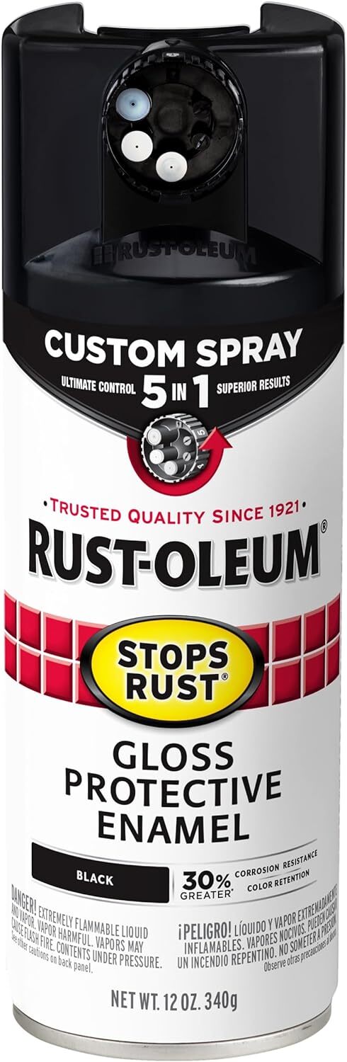Rust-Oleum 376884 Stops Rust Custom Spray 12 Ounce (Pack of 1), Gloss Black