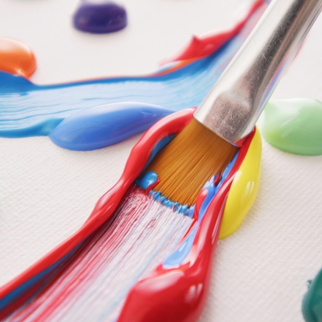 Complete Acrylic Paint Set – 12х Rich Pigment Colors & 6x Art Brushes – Includes