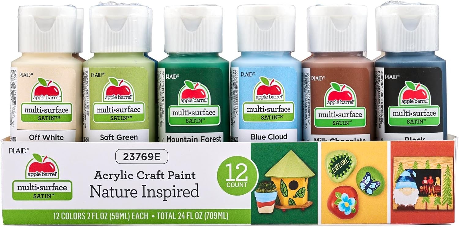 Nature Inspired Colors, Multi-Surface Acrylic Craft Paint Set, Includes 12