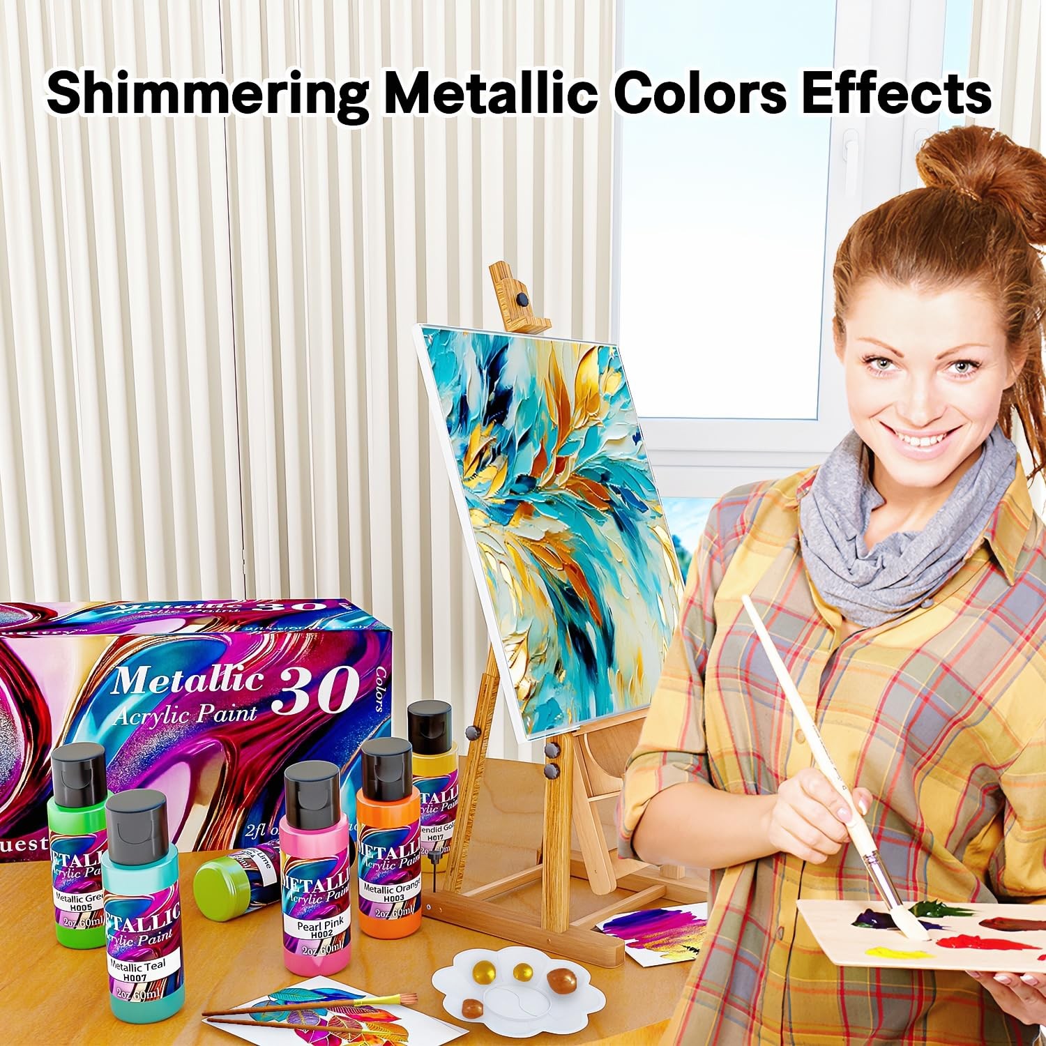 Metallic Acrylic Paint Set of Premium 30 Colors, Professional Metallic Paint …