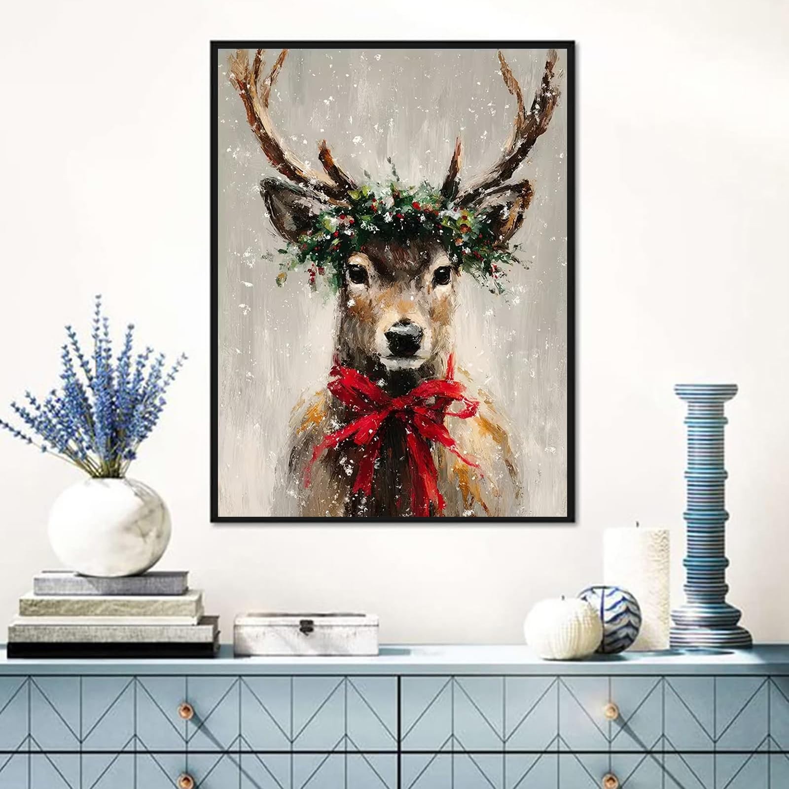 Christmas Deer Diamond Art Kit for Adults 12 x 16 Inch