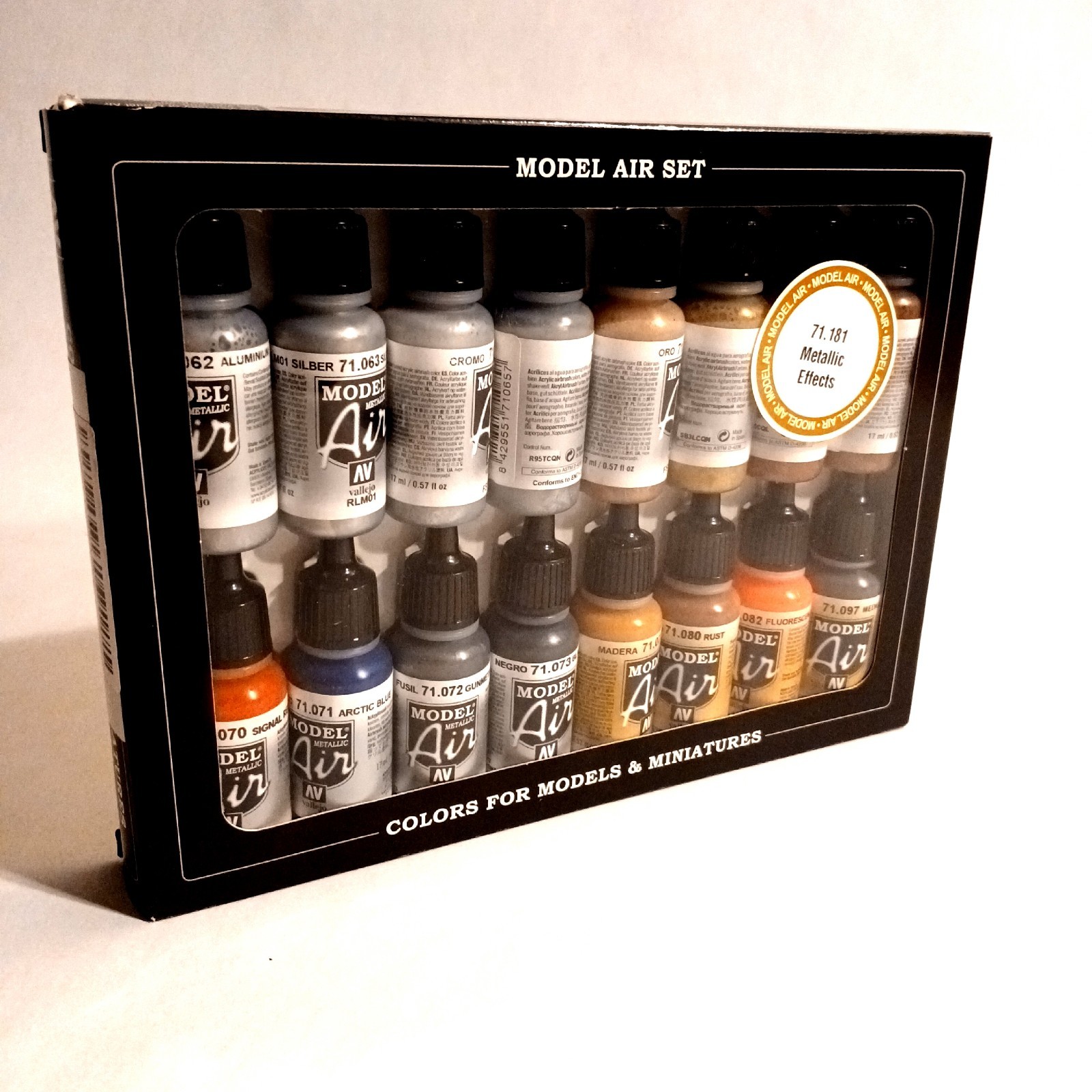 Vallejo Metallic Set Model Air Paint, 17ml, Multicolor, (Pack of 16)