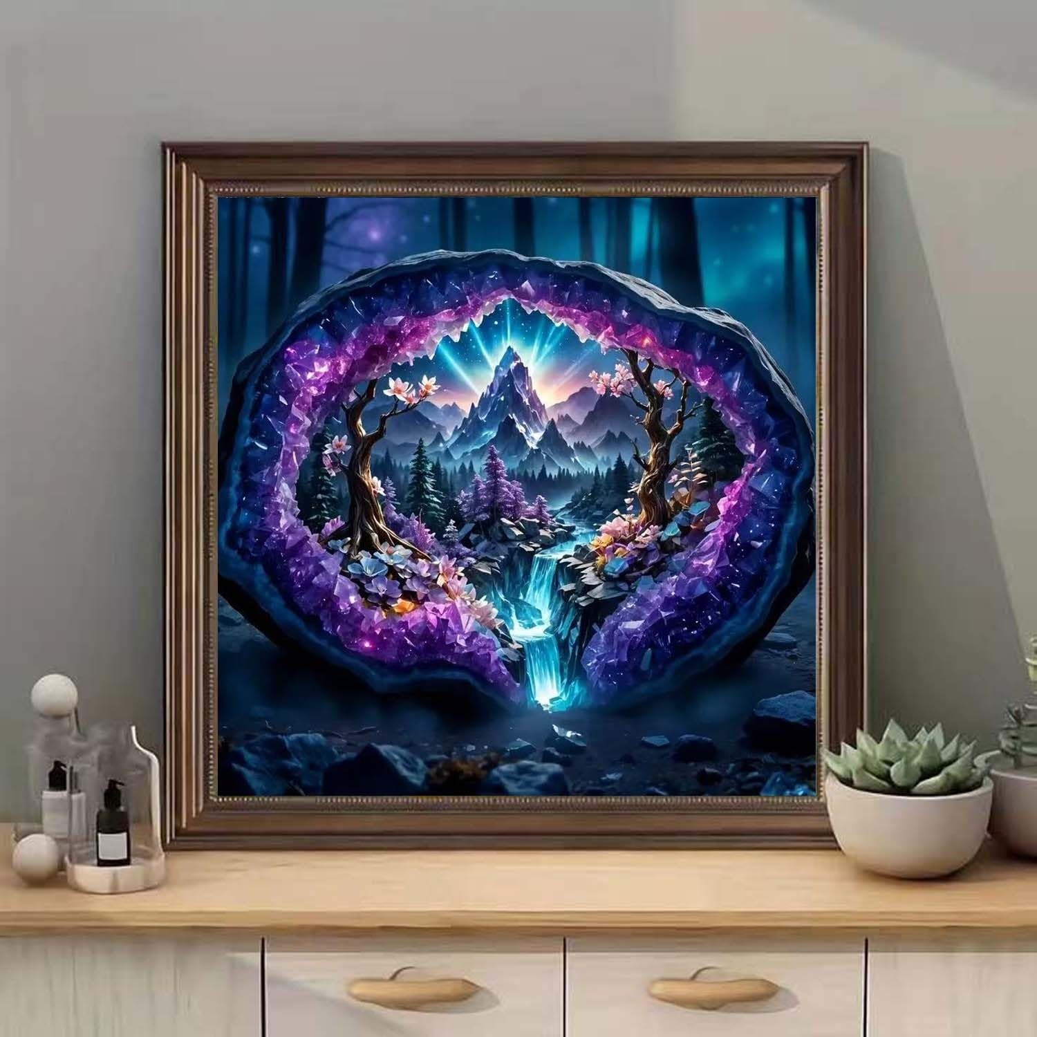 SHICERNHJ Waterfall Diamond Painting 12×12 inches, Forest landscape