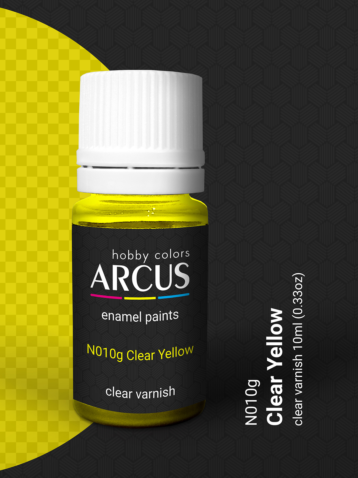 Arcus 010 Enamel paint Transparent gloss varnish. Clear Yellow 10ml
