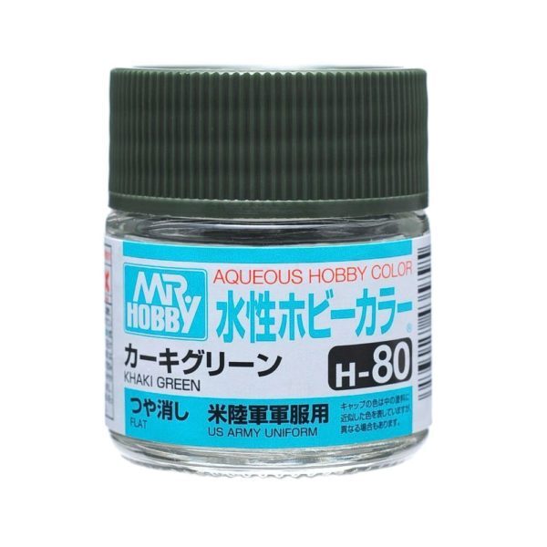 Mr Hobby Aqueous Color H80 Flat Khaki Green 10ml Bottle