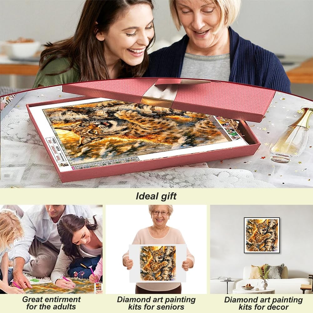 Lynx Diamond Painting Kit for Adults 12 x 12 Inch 5D DIY Art