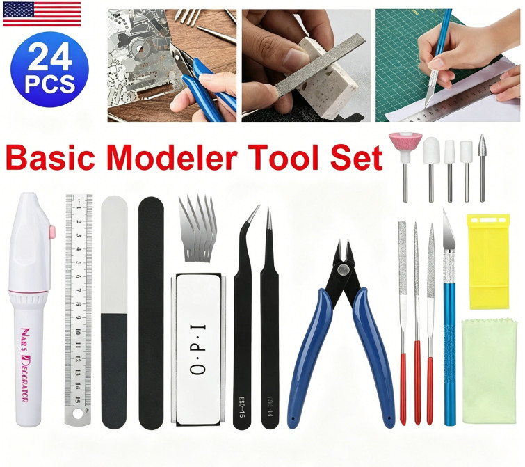24Pcs Essential Model Tool Set, Craft Car Model Assembly Building Kit for Gundam