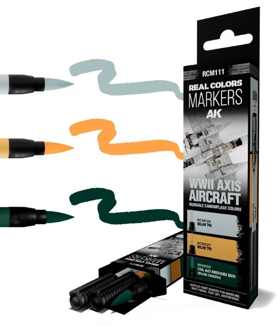 Real Colors Markers Acrylic Paint WWII Axis Aircraft Squiggle Camouflage Set (3)