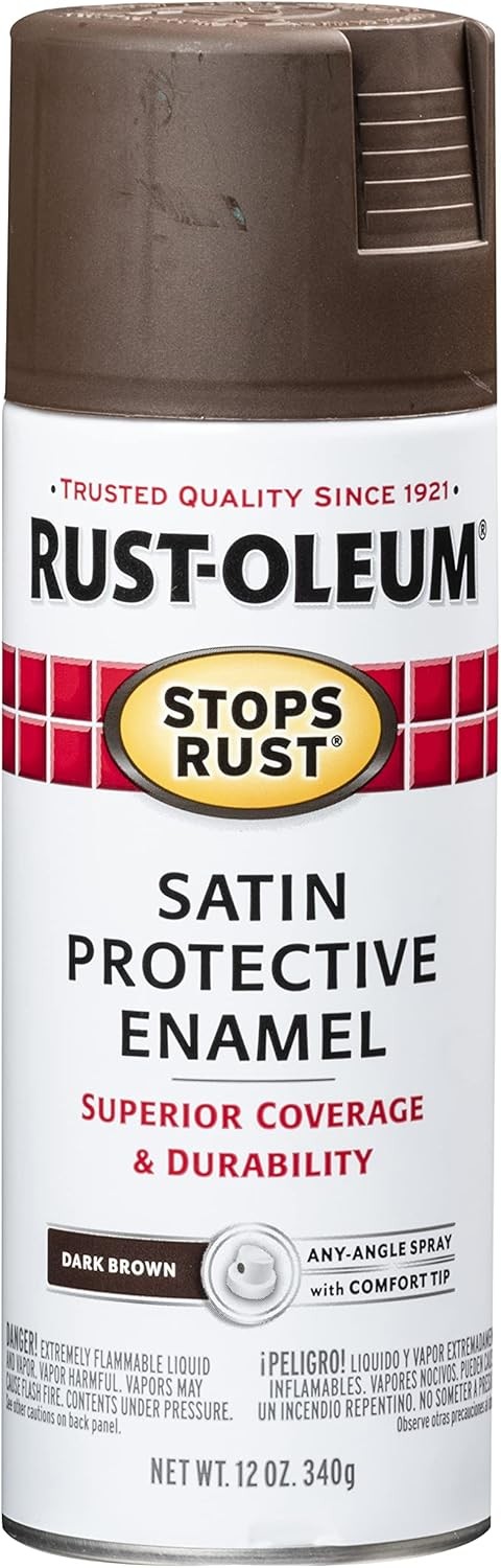 Rust-Oleum 241239 Stops Rust Spray 12 Ounce (Pack of 1), Satin Dark Brown