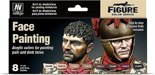 Vallejo 17ml Bottle Face Painting Set (8 Colors) – Hobby and Model Paint Set