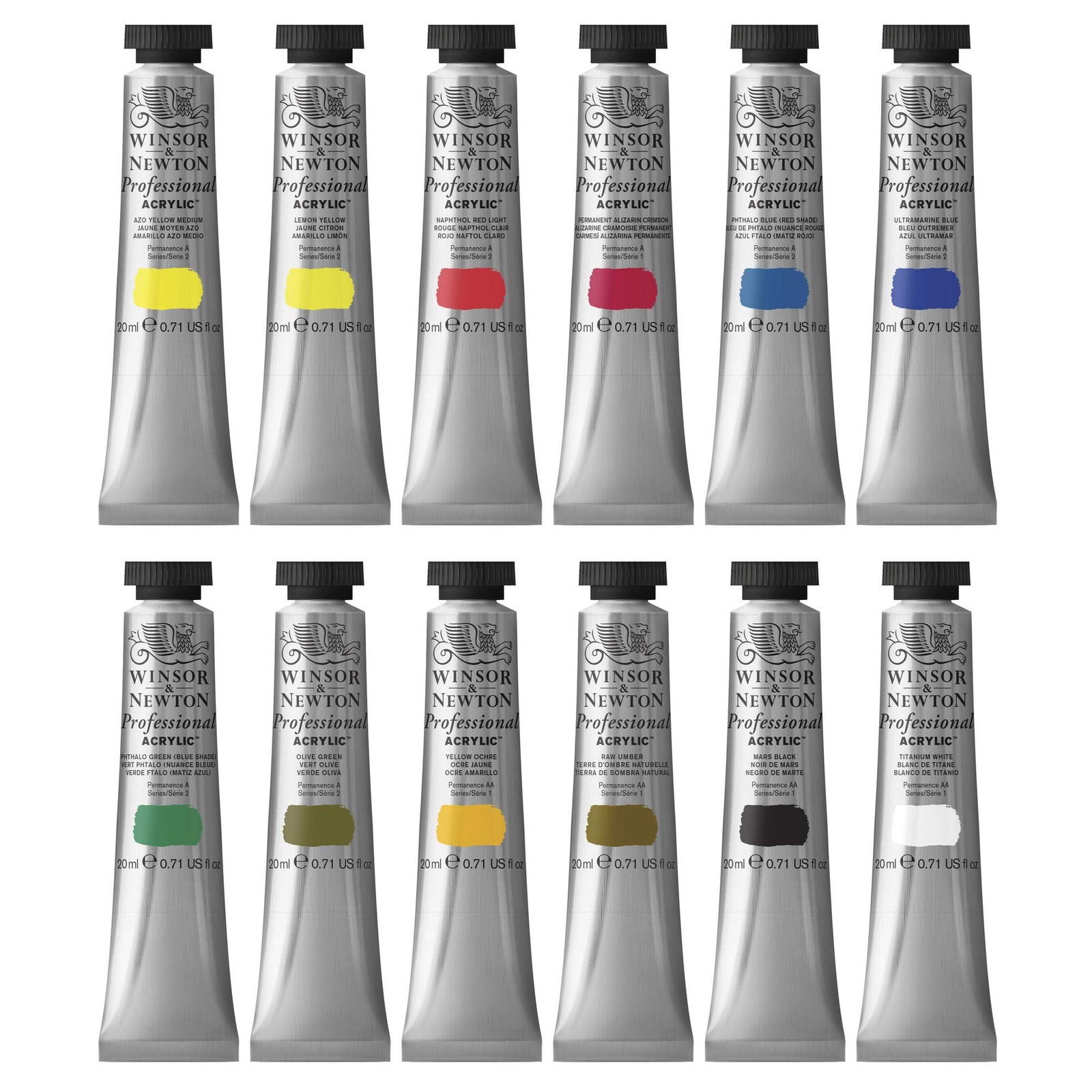 Winsor & Newton Winsor Newton Artists Acrylic Color 12-Tube Set 20Ml 2390402