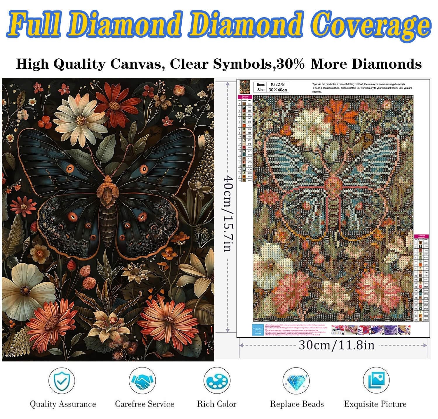 Butterfly Diamond Art Kits for Adults, Full Drill Diamond Painting Kits for Adu,