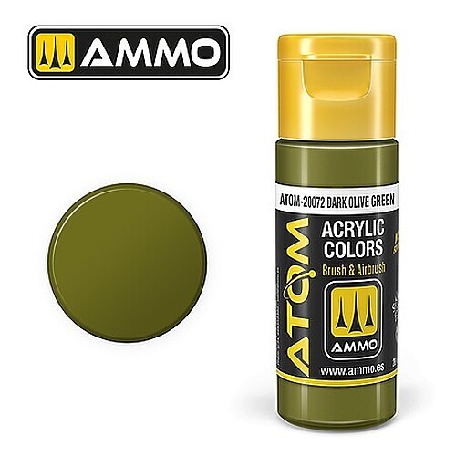 Ammo Atom Color – Dark Olive Green 20ml Bottle – Hobby and Model Acrylic Paint