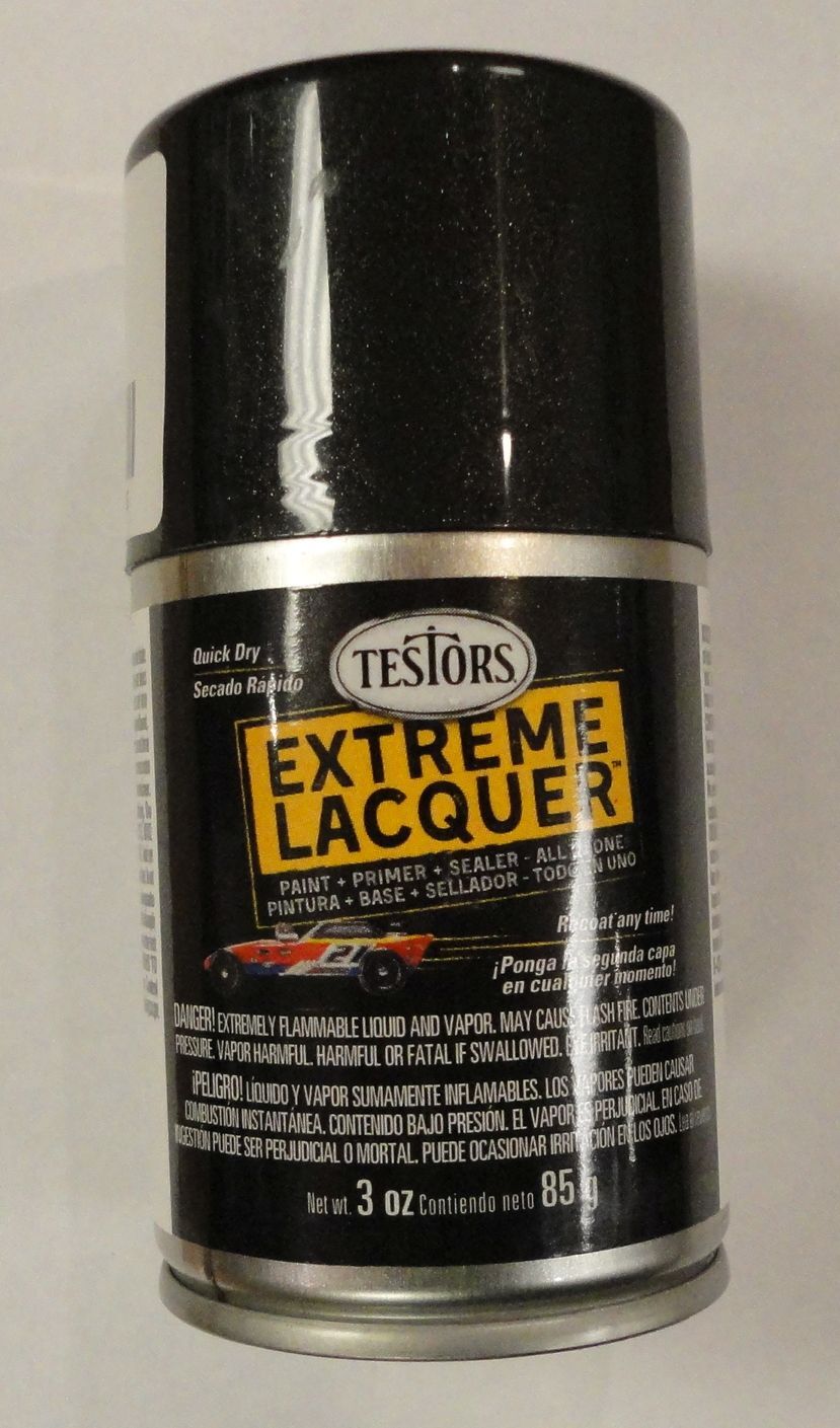 Testors Blazing Black Lacquer Model Spray (Aerosol) Primer/Paint/Sealer