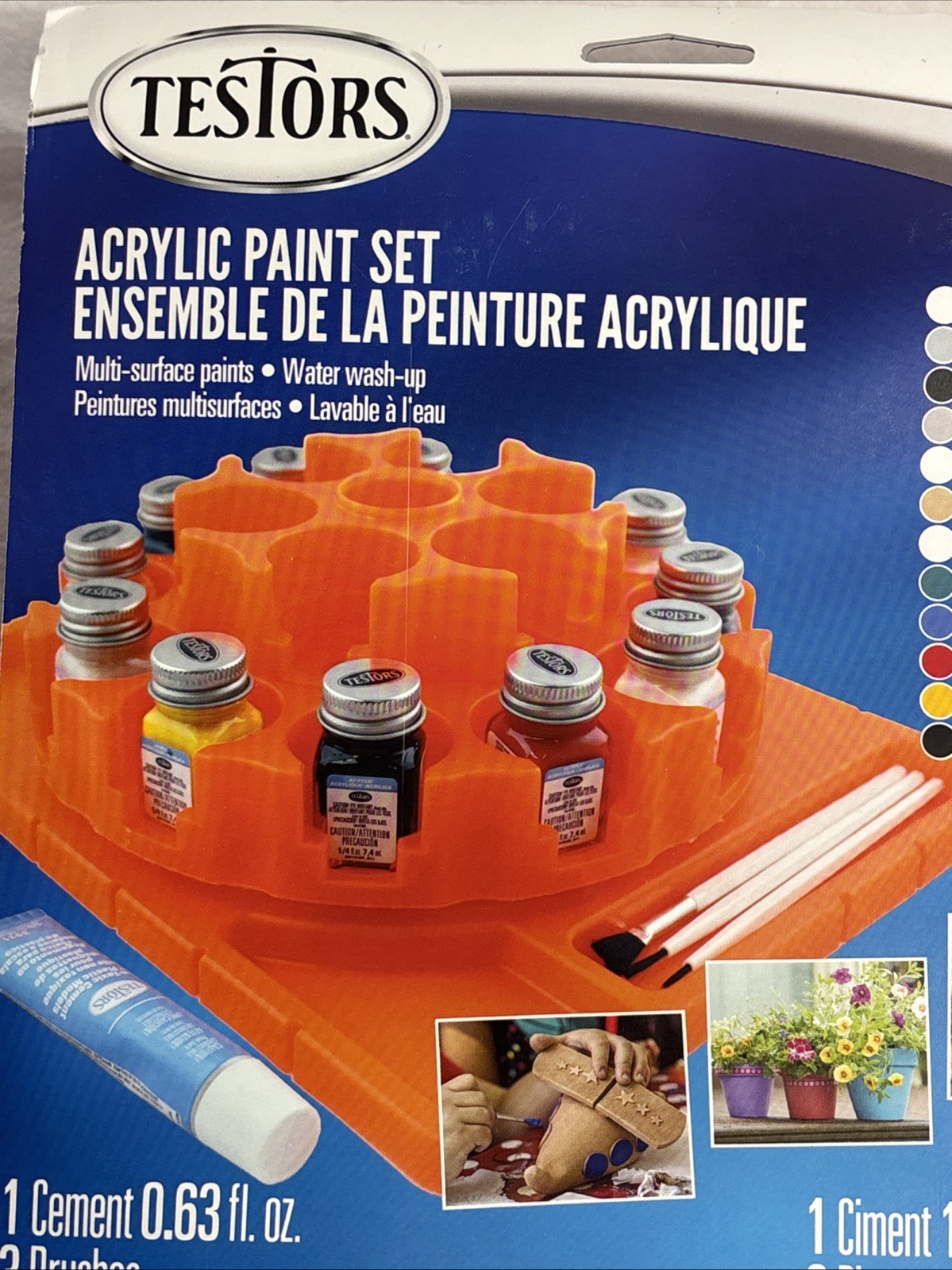 TESTORS- Acrylic Paint Set With Orange Rotating Carousel Paint Tray+Extras NEW!