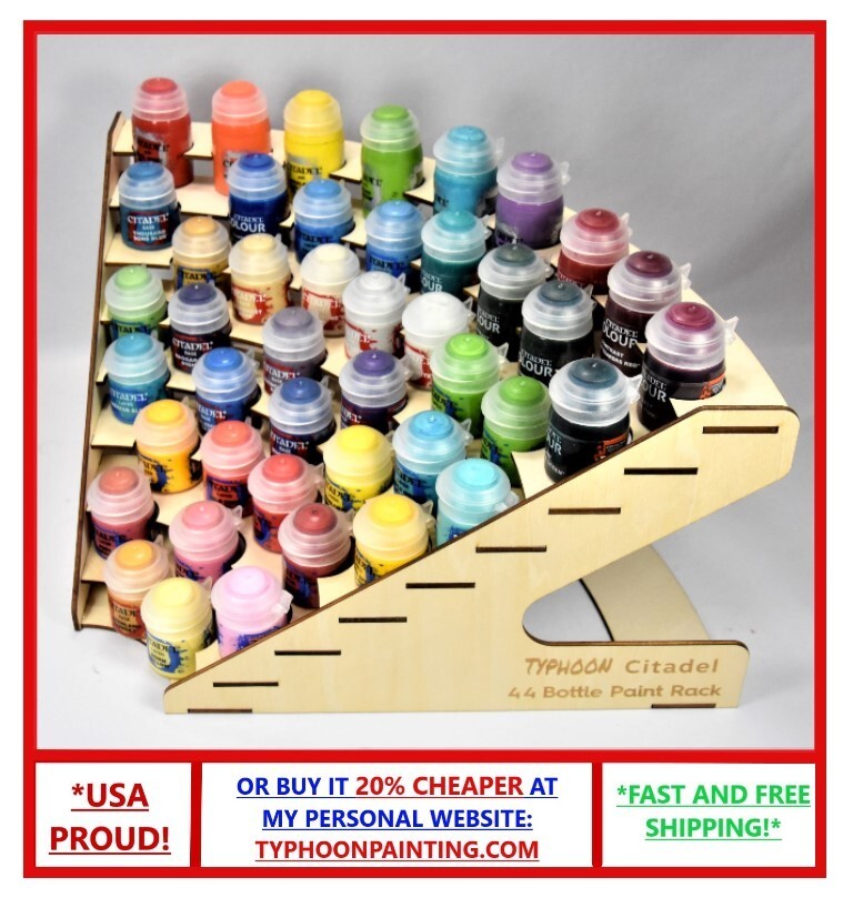44 BOTTLE CITADEL PAINT RACK USA TYPHOON© HOBBY MINIATURE STORAGE WOODEN