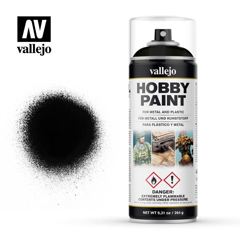 Vallejo Basic Black Primer Spray Paint 400ml VLJ28012