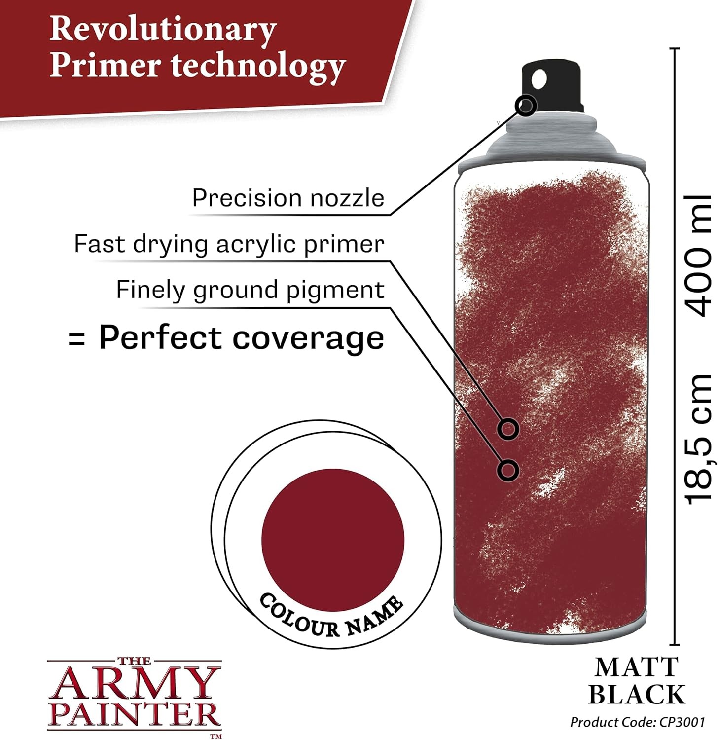 The Army Painter Base Primer Matt Black, 400 mL Acrylic Spray Primer, Spray Pain