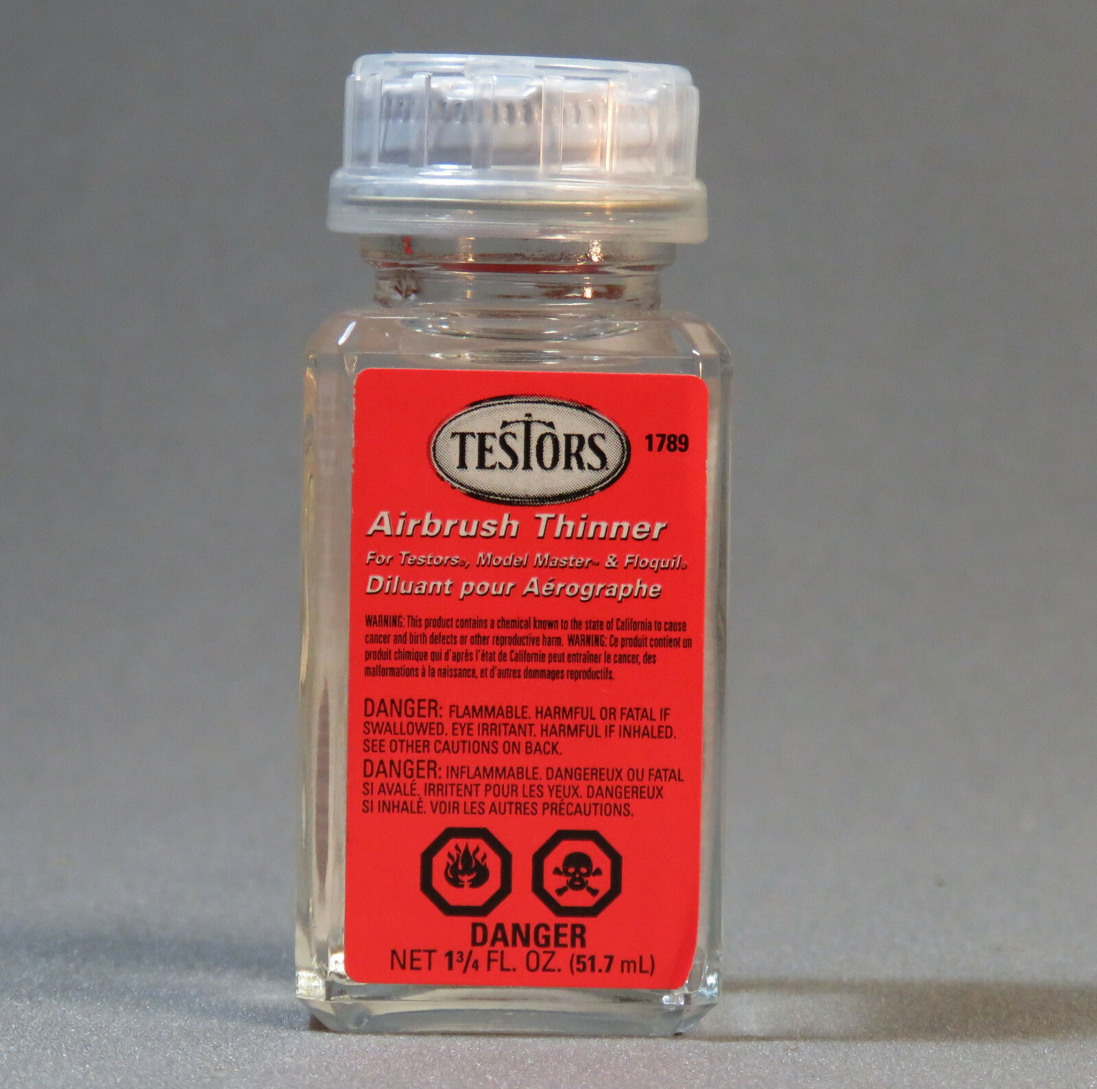 TESTORS AIRBRUSH THINNER 1 3/4 fl oz 51.7 ml paint air brush cleaner TES1789 NEW