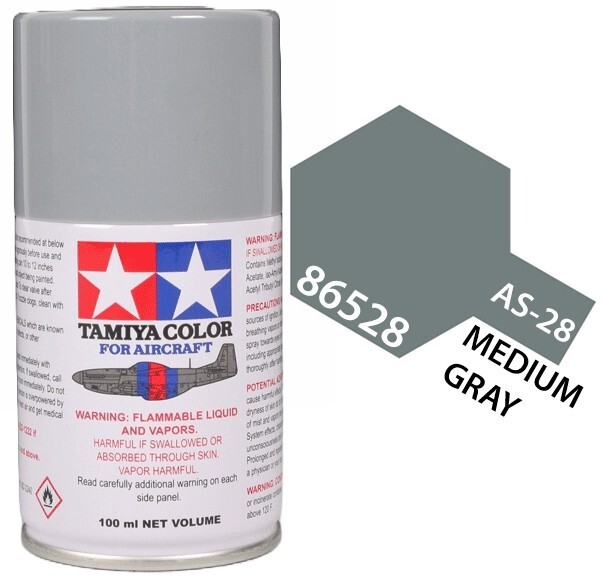 Tamiya 86528 AS-28 Medium Gray Aircraft Lacquer Spray Paint 100ml – US